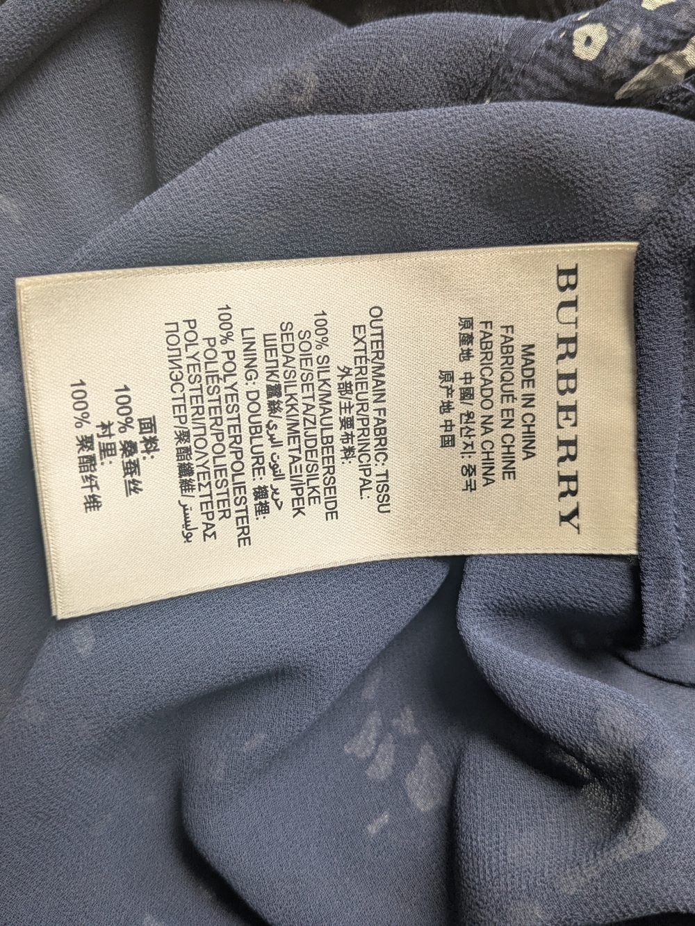 Burberry Brit Silk Navy Floral V-Neck Midi Dress Wedding Guest Brunch Summer - Picture 13 of 14